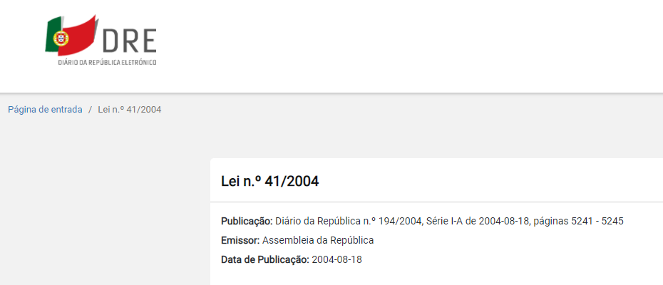 Lei nº 41-2004 tratamento de dados pessoais e à protecção da privacidade no sector das comunicações electrónicas