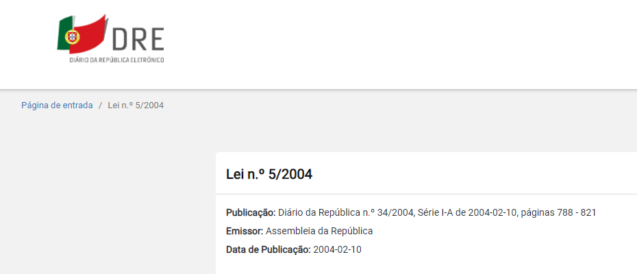 Lei nº5-2004 Lei das Comunicações Eletrónicas
